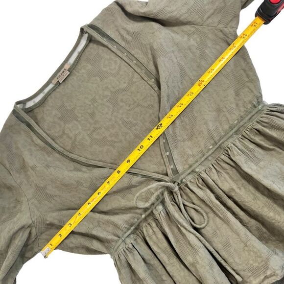 Anthropologie Anama Boho Khaki Banded Waist Blouse - Picture 7 of 9